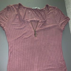 Pink Republic, purple half zip up ruched top.